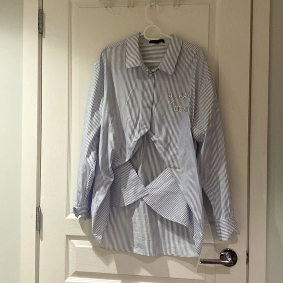 Alexander Wang Strip Oversized Shirt  Size 8 - Picture 1 of 4